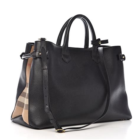 burberry banner schwarz medium black|BURBERRY Grainy Calfskin House Check Medium Banner Tote .